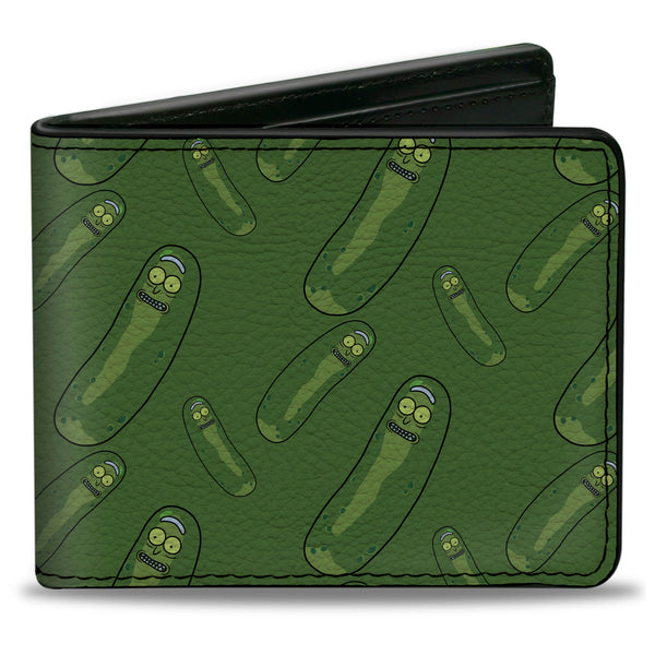 buckle down Bi-Fold Wallet - Rick and Morty Pickle Rick Pose Scattered Greens