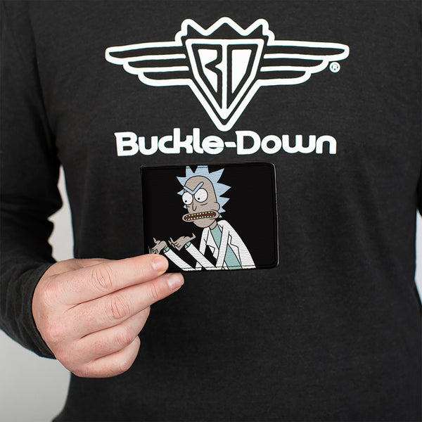 Buckle Down Bi-Fold Wallet - Rick And Morty Pose Blocks Black + Blue