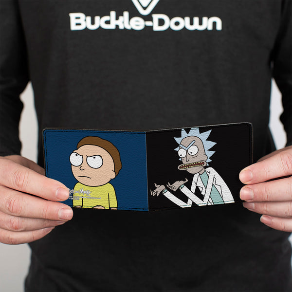 Buckle Down Bi-Fold Wallet - Rick And Morty Pose Blocks Black + Blue