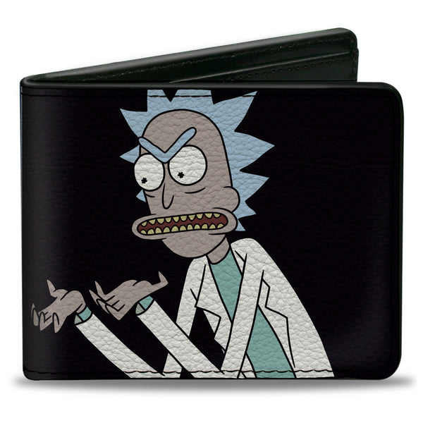 buckle down Bi-Fold Wallet - Rick and Morty Pose Blocks Black + Blue