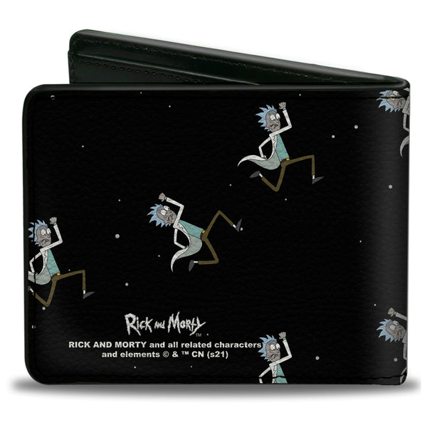 Buckle Down Bi-Fold Wallet - Rick And Morty Rick Running In Space Pose Scattered