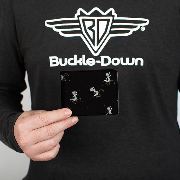 Buckle Down Bi-Fold Wallet - Rick And Morty Rick Running In Space Pose Scattered