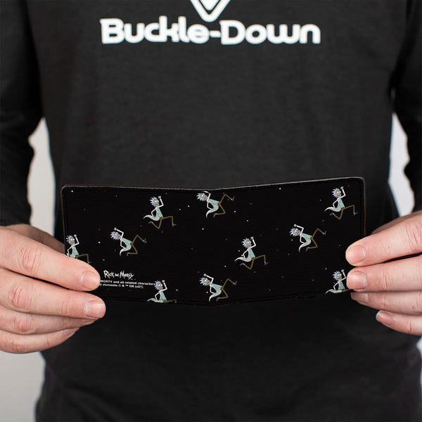 Buckle Down Bi-Fold Wallet - Rick And Morty Rick Running In Space Pose Scattered