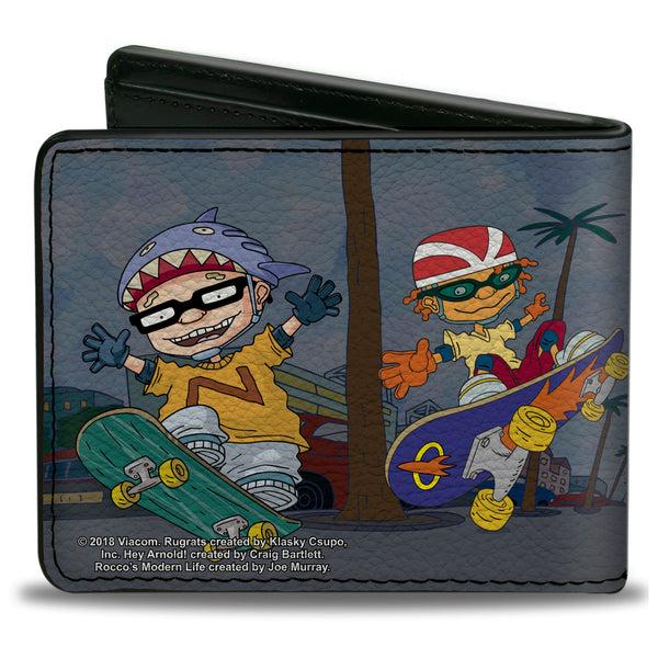 Buckle Down Bi-Fold Wallet - ROCKET POWER 4-Character Group Action Pose Grays