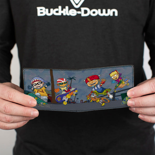 Buckle Down Bi-Fold Wallet - ROCKET POWER 4-Character Group Action Pose Grays