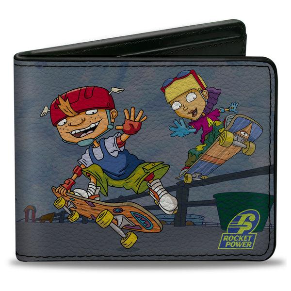 buckle down Bi-Fold Wallet - ROCKET POWER 4-Character Group Action Pose Grays