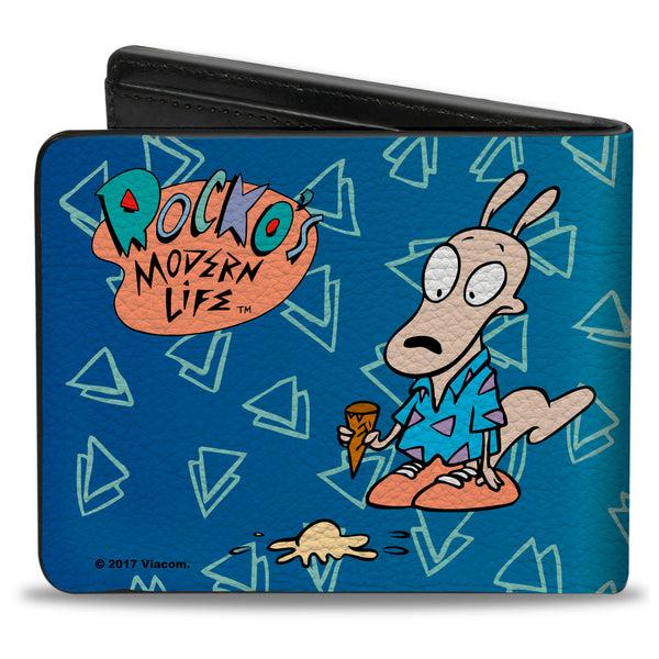 Buckle Down Bi-Fold Wallet - ROCKO'S MODERN LIFE Happy + Sad Poses Blues White