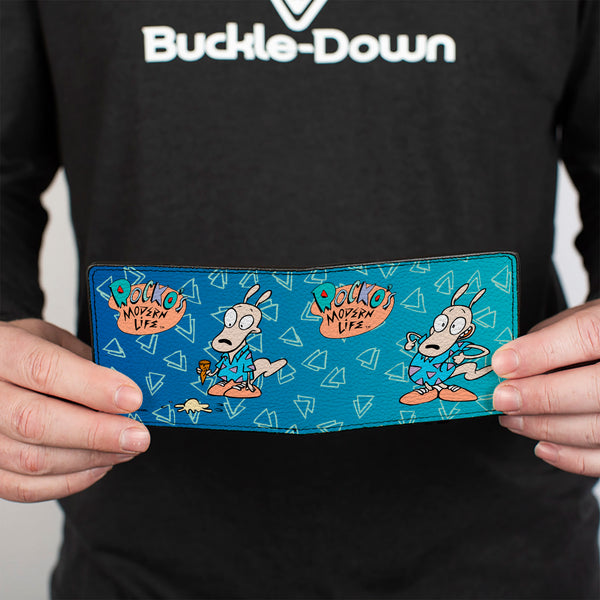 Buckle Down Bi-Fold Wallet - ROCKO'S MODERN LIFE Happy + Sad Poses Blues White