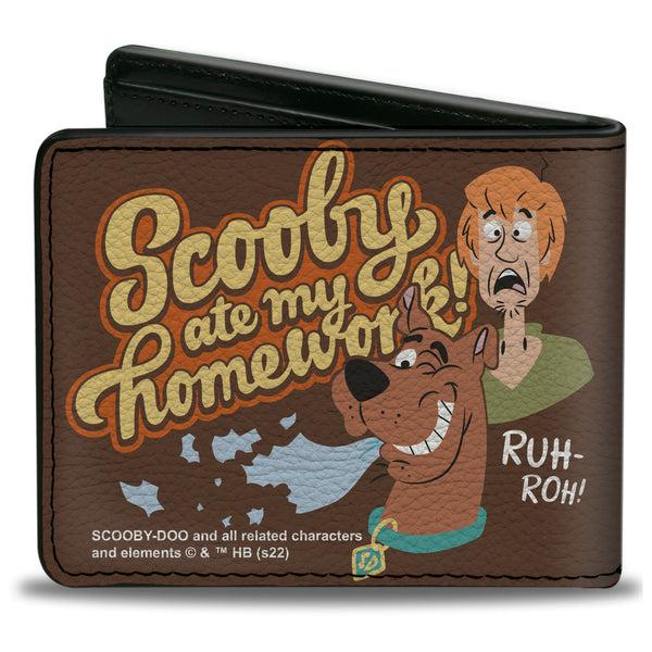 Buckle Down Bi-Fold Wallet - Scooby Doo And Shaggy SCOOBY ATE MY HOMEWORK Pose Brown