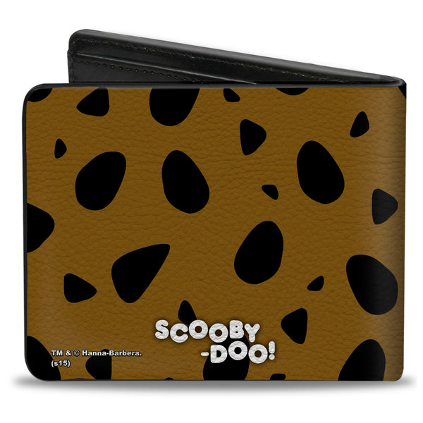 Buckle Down Bi-Fold Wallet - SCOOBY DOO CLOSE-UP Expression Spots Brown Black White