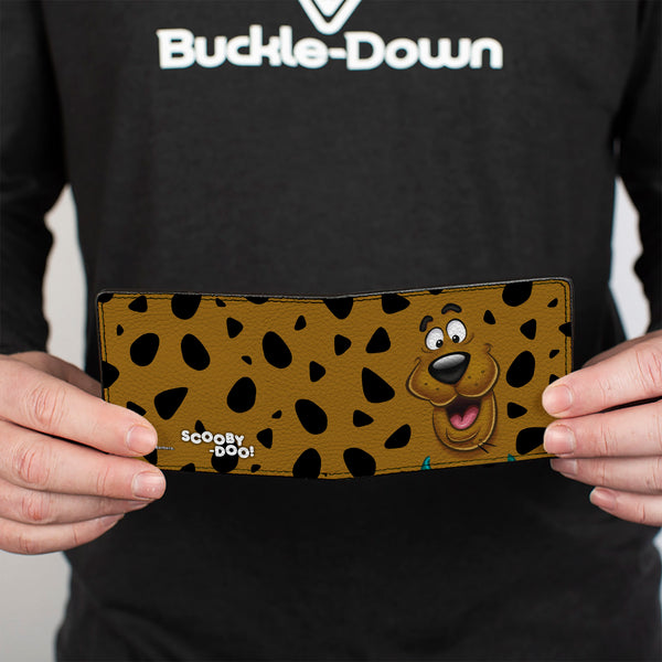 Buckle Down Bi-Fold Wallet - SCOOBY DOO CLOSE-UP Expression Spots Brown Black White