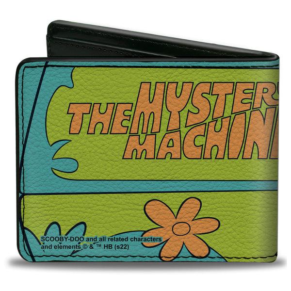 Buckle Down Bi-Fold Wallet - Scooby Doo Group Driving Mystery Machine Side Pose Blue