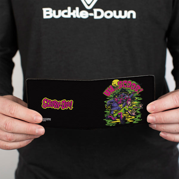 Buckle Down Bi-Fold Wallet - Scooby-Doo Monsters Chasing Shaggy UH SCOOB Pose Green Yellow Pink