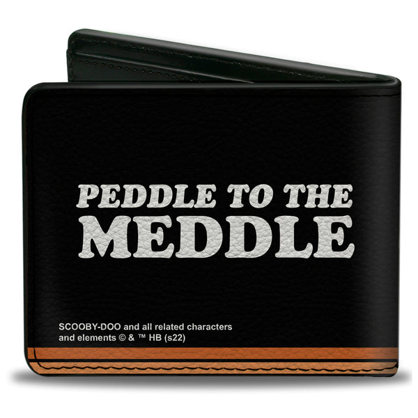Buckle Down Bi-Fold Wallet - Scooby Doo Mystery Machine Pose PEDDLE TO THE MEDDLE Black/White