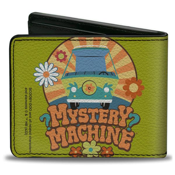 Buckle Down Bi-Fold Wallet - Scooby Doo MYSTERY MACHINE Sun Rays And Flowers Icon Green