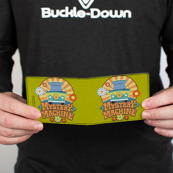 Buckle Down Bi-Fold Wallet - Scooby Doo MYSTERY MACHINE Sun Rays And Flowers Icon Green
