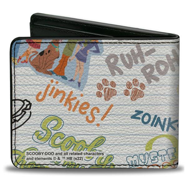 Buckle Down Bi-Fold Wallet - Scooby Doo Notebook Doodles Collage White Multi Color