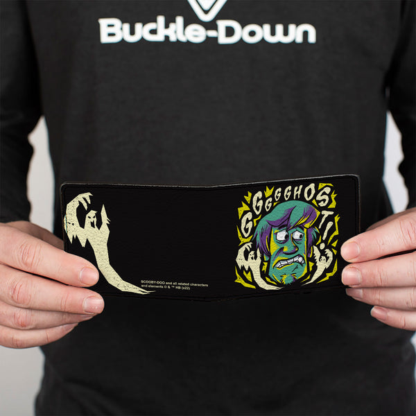 Buckle Down Bi-Fold Wallet - Scooby Doo Shaggy Scared GHOST Pose Black