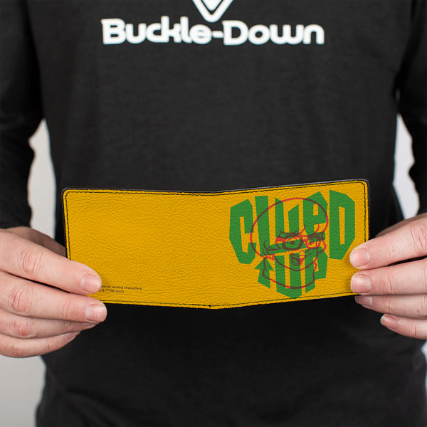 Buckle Down Bi-Fold Wallet - Scooby Doo Velma Smiling Face CLUED UP Yellow/Green/Red