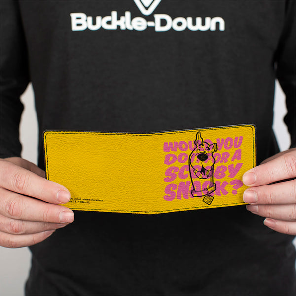 Buckle Down Bi-Fold Wallet - Scooby Doo WOULD YOU DO IT FOR A SCOOBY SNACK? Pose Yellow/Pink/Black