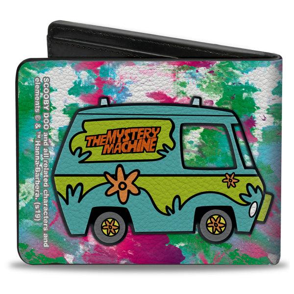 Buckle Down Bi-Fold Wallet - Scooby & Shaggy Smiling + Mystery Machine Splatter White Pinks Greens