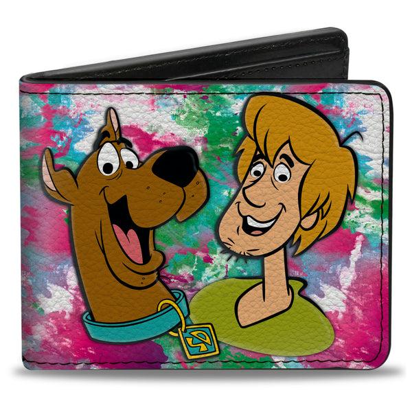buckle down Bi-Fold Wallet - Scooby & Shaggy Smiling + Mystery Machine Splatter White Pinks Greens