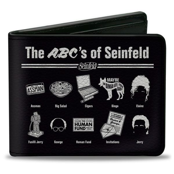 buckle down Bi-Fold Wallet - Seinfeld THE ABC's OF SEINFELD Icons Black White