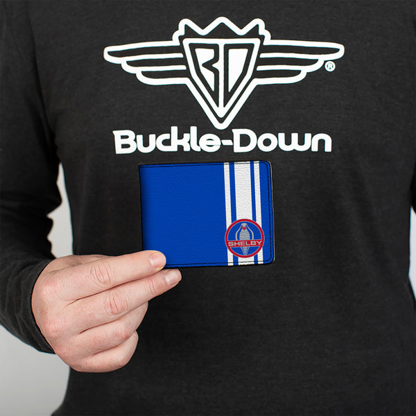 Buckle Down Bi-Fold Wallet - SHELBY Cobra 3-Stripe + Signature Blue White Gray Red