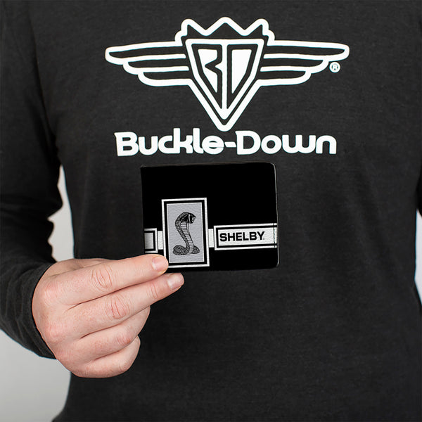 Buckle Down Bi-Fold Wallet - SHELBY GT 500 Cobra Box Stripe Black White Gray