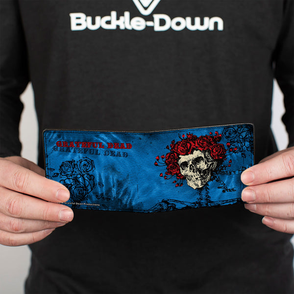 Buckle Down Bi-Fold Wallet - Skull & Roses + GRATEFUL DEAD Roses Blues Black Red