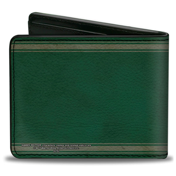 Buckle Down Bi-Fold Wallet - SLYTHERIN Crest Stripe6 Weathered Greens Grays