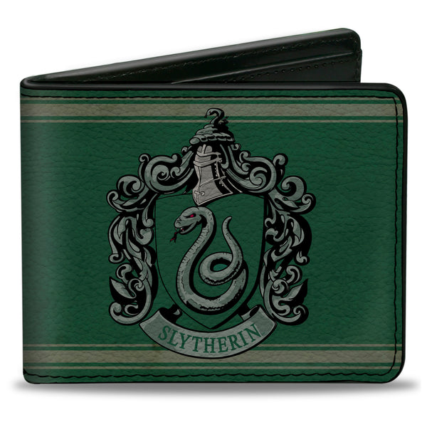 buckle down Bi-Fold Wallet - SLYTHERIN Crest Stripe6 Weathered Greens Grays