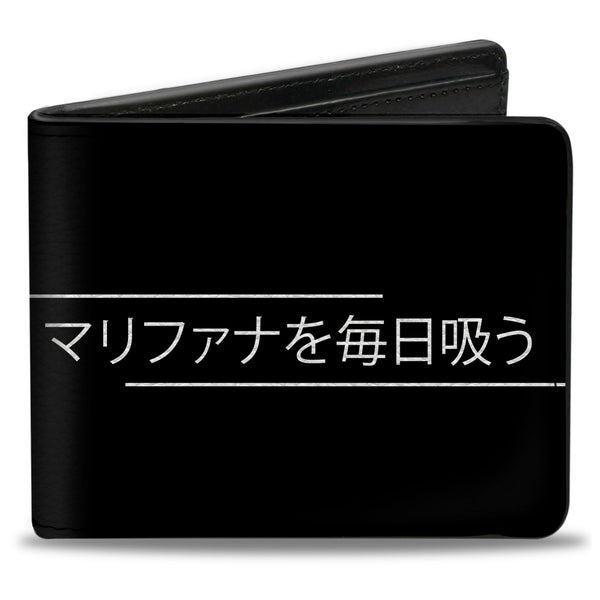 buckle down Bi-Fold Wallet - SMOKE WEED EVERYDAY Japanese Characters Stripe Black White