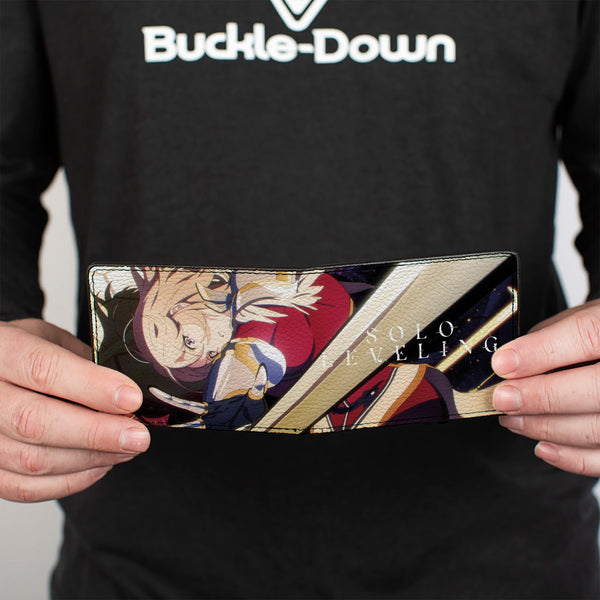 Buckle Down Bi-Fold Wallet - SOLO LEVELING Cha Hae-in Pose And Title Logo