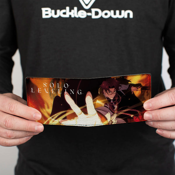 Buckle Down Bi-Fold Wallet - SOLO LEVELING Choi Jong-in Pose And Title Logo