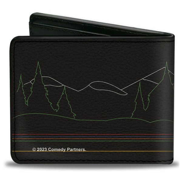 Buckle Down Bi-Fold Wallet - SOUTH PARK Boys At Bus Line Silhouette Black/Multi Color