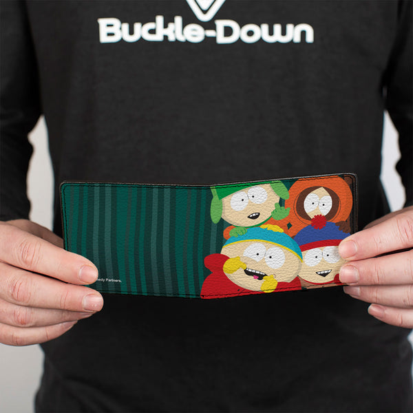 Buckle Down Bi-Fold Wallet - South Park Boys Group Pose Stripe Greens