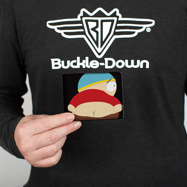 Buckle Down Bi-Fold Wallet - South Park Cartman Mooning Pose And Logo Black