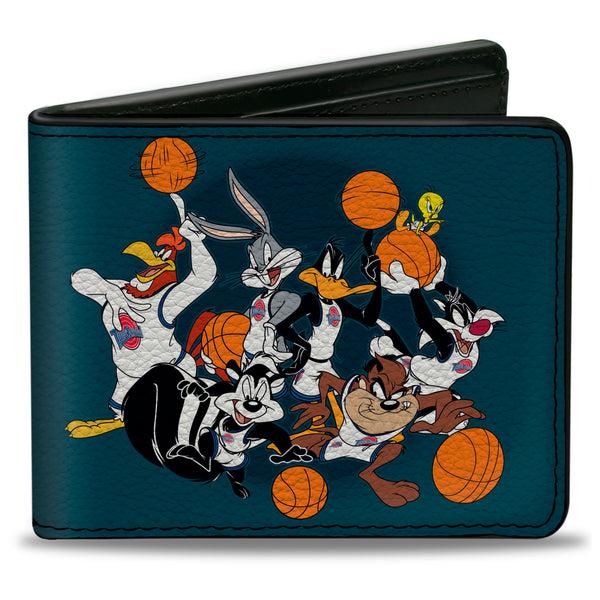buckle down Bi-Fold Wallet - Space Jam Tunes Squad 7-Players Group Pose Galaxy Blues