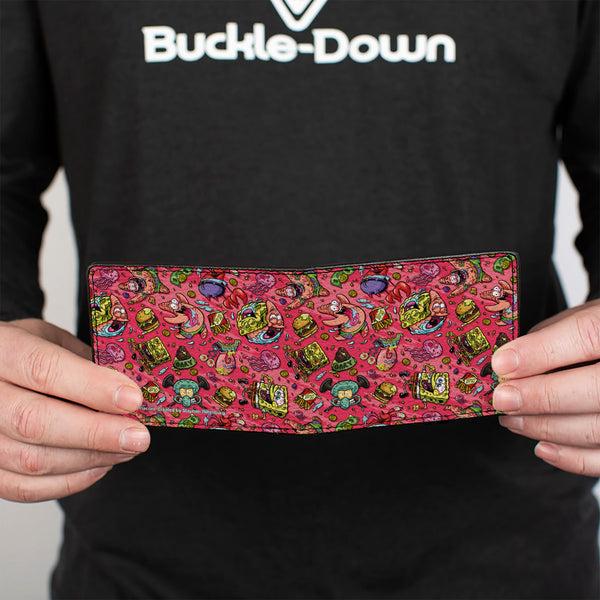 Buckle Down Bi-Fold Wallet - SpongeBob Funky Character Swirl Collage Pinks