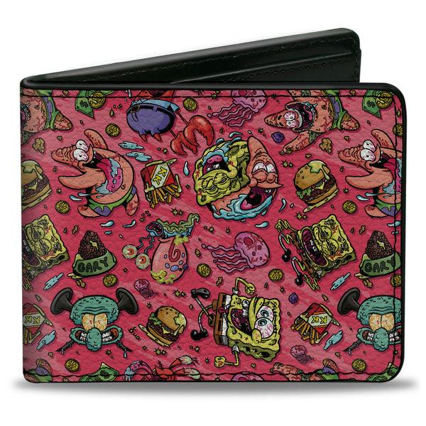 buckle down Bi-Fold Wallet - SpongeBob Funky Character Swirl Collage Pinks