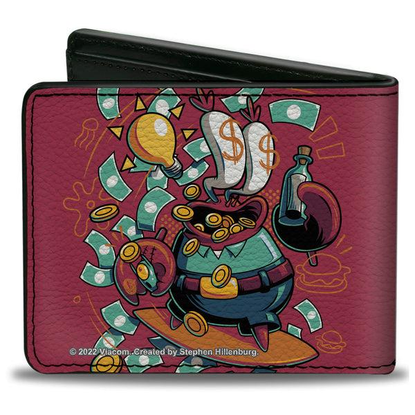 Buckle Down Bi-Fold Wallet - SpongeBob Mr. Krabs Dollar Sign Pose Pink