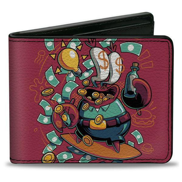 buckle down Bi-Fold Wallet - SpongeBob Mr. Krabs Dollar Sign Pose Pink