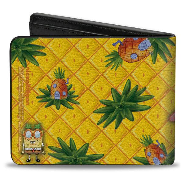 Buckle Down Bi-Fold Wallet - SpongeBob & Patrick Starfish Pose Pineapple Gold