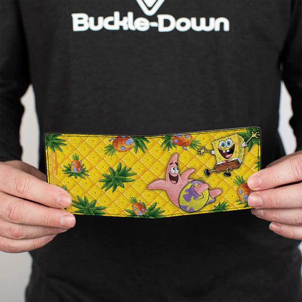 Buckle Down Bi-Fold Wallet - SpongeBob & Patrick Starfish Pose Pineapple Gold