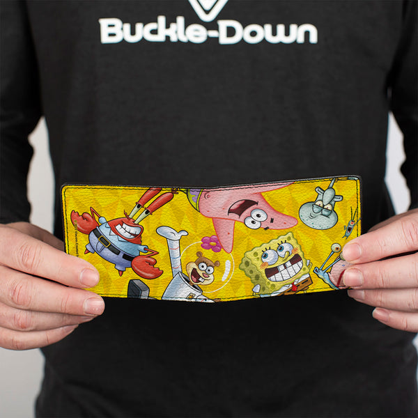 Buckle Down Bi-Fold Wallet - SpongeBob SquarePants Characters Pose Toss Yellows