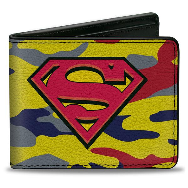 buckle down Bi-Fold Wallet - Superman Shield Camo Yellow Gray Blue Red