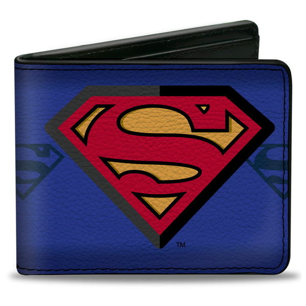 buckle down Bi-Fold Wallet - Superman Shield Centered Shield Stripe Blues