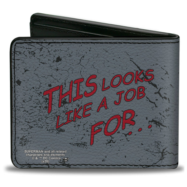 Buckle Down Bi-Fold Wallet - Superman THE ORIGINAL MAN OF STEEL Badge + Quote Weathered Grays Red
