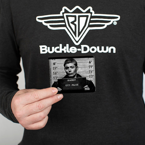 Buckle Down Bi-Fold Wallet - Supernatural Dean + Sam Mug Shots Grays Black White